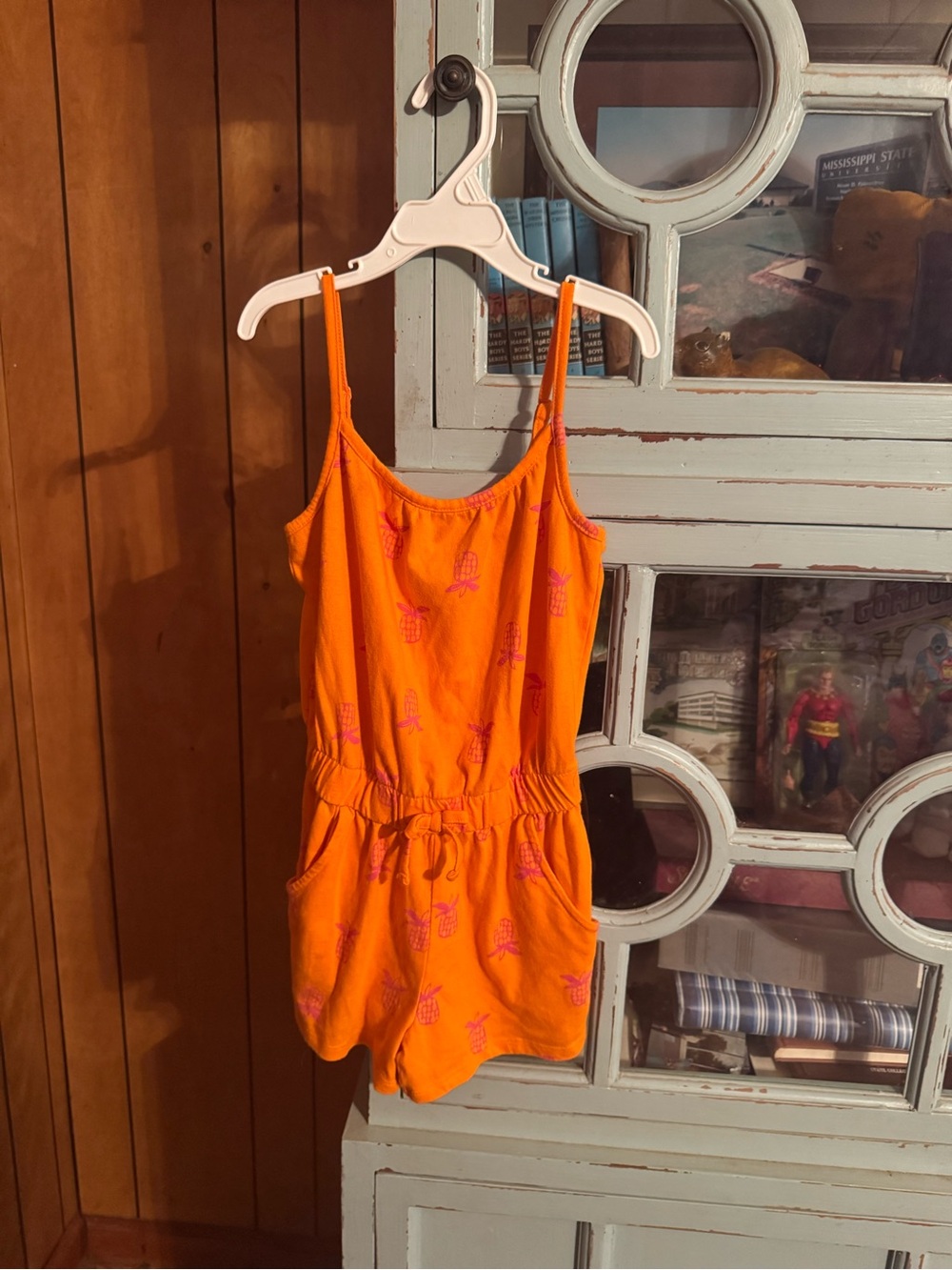 Cat & Jack Orange Sleeveless Pineapple Print Romper Size Small 6 7 C6
